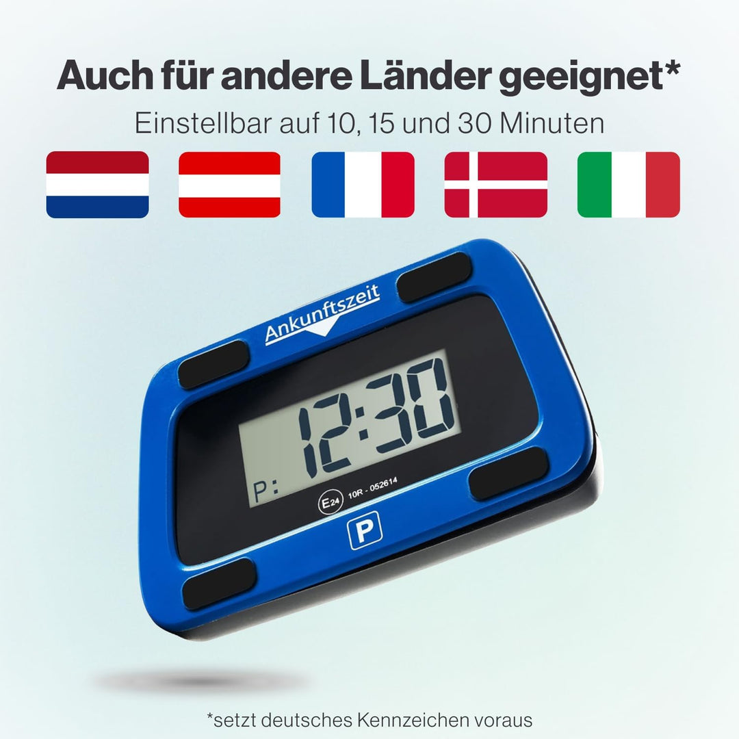 Parkwächter V0 Digitale Parkscheibe mit 2 Scheibenadapter, entspricht der Strassenverkehrsordung, el