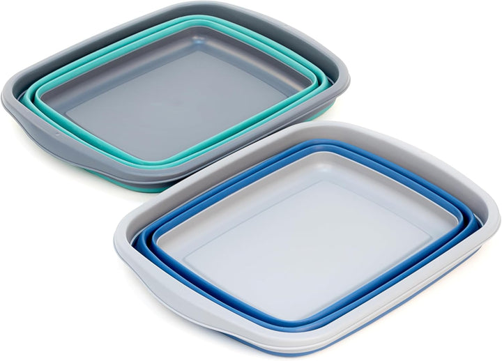 SAMMART 10L Set mit 2 zusammenklappbaren Wannen – Faltbare Geschirrwanne – tragbares Waschbecken – p