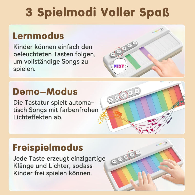 Pup Go Tragbares Elektronisches Klavier-Spielzeug für Kinder ab 2 Jahren, Regenbogen-Touchscreen-Tas