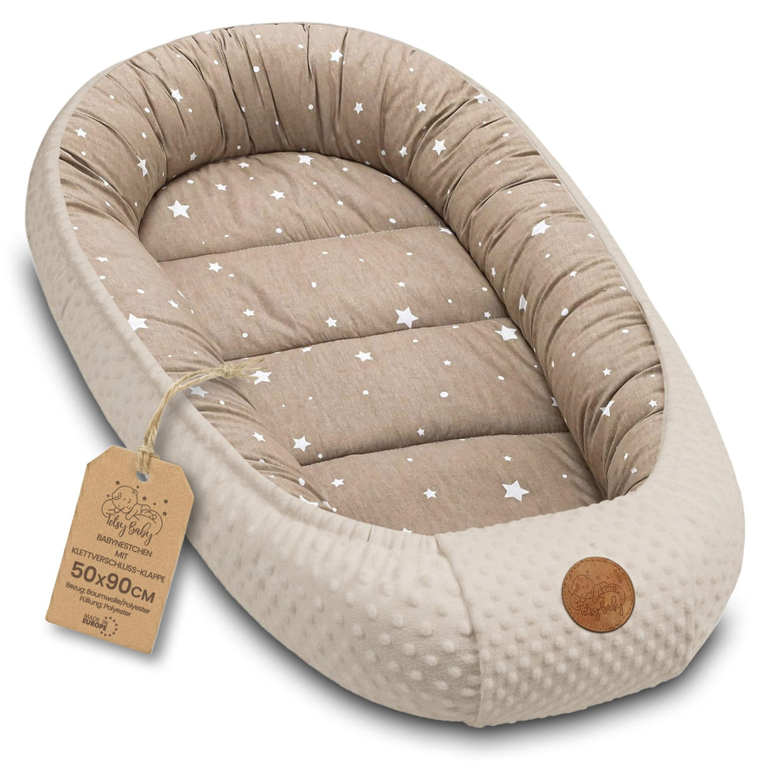 Warmes Nestchen Baby 90x50 cm - Kuschelnest Neugeborene Nestchen Winter/Herbst Kokon Babynest Sonne