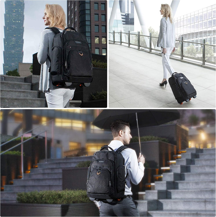 Everki 122 Atlas Wheeled Laptop Rucksack mit Rollen für 13 bis 17,3 Zoll Laptops - Plus Kit mit Kabe