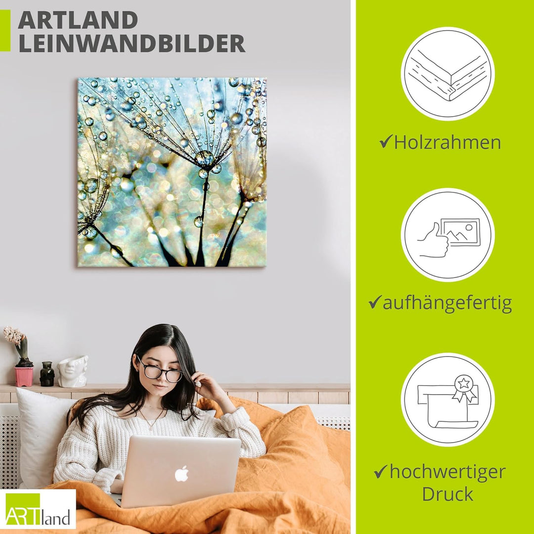 ARTland Leinwandbilder Wandbild Bild auf Leinwand 50 x 50 cm Wanddeko Wellness Innere Ruhe Pflanzen