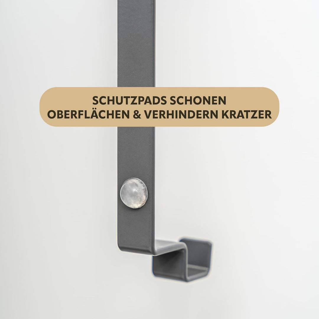 eluno Tür-Hängeregal aus Metall und Bambus, Tür-Handtuchhalter mit 2 Handtuchstangen, 4 praktische H