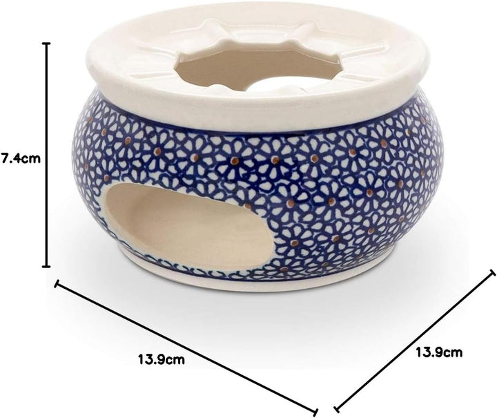 Bunzlauer Keramik Stövchen Ø13,9 cm H=7,4 cm – Teewärmer für Teekannen (Dekor 120), Dekor 120