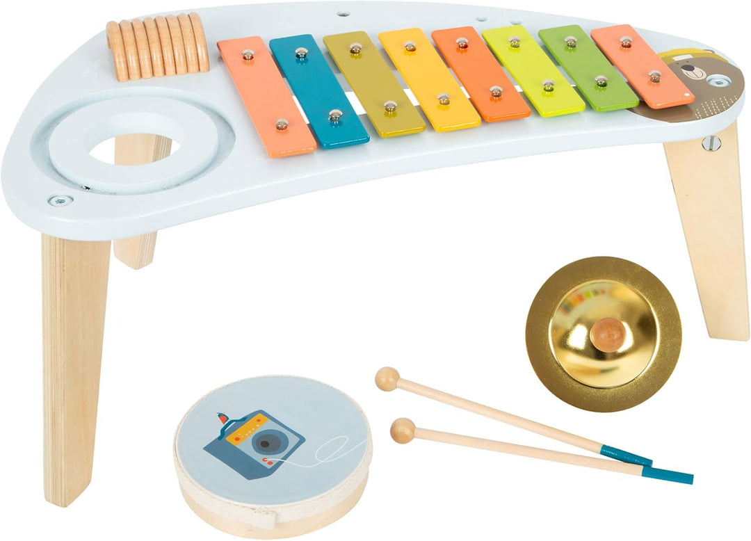 small foot Musiktisch "Groovy Beats" aus Holz, mit Becken, Xylophon, Ratsche und Trommel, ab 3 Jahre