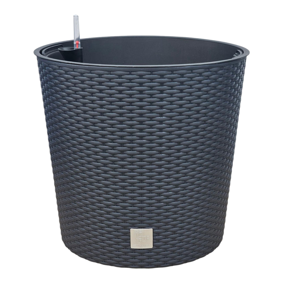 HappyFlower MultiProject Blumentopf Pflanzkübel inkl. Einsatz rund Rattan-Optik 4 Grössen 4 Farben Ü