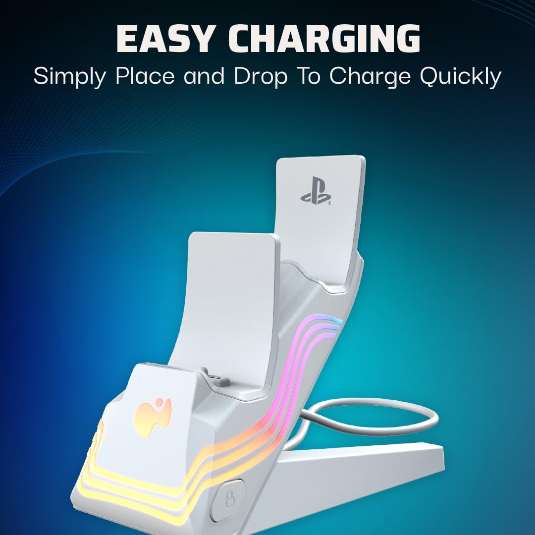 PDP PS5 Afterglow Wave DUAL Charger White, Afterglow