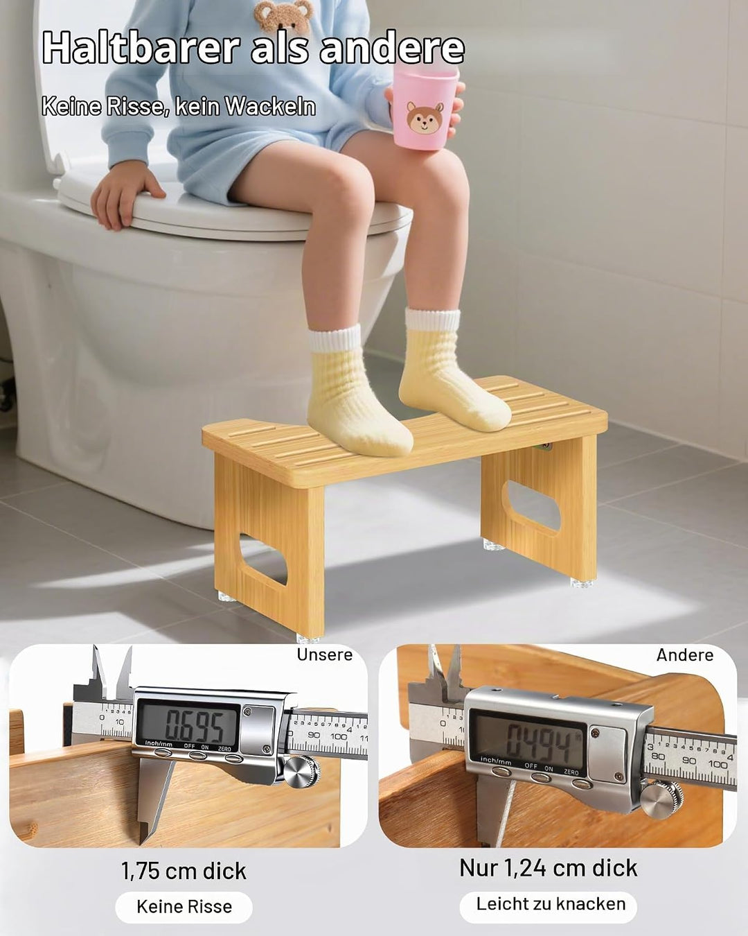 Toilettenhocker Holz – WC Hocker fur Erwachsene – Toilettenhocker Holz Klappbar - Squatty Kackhocker