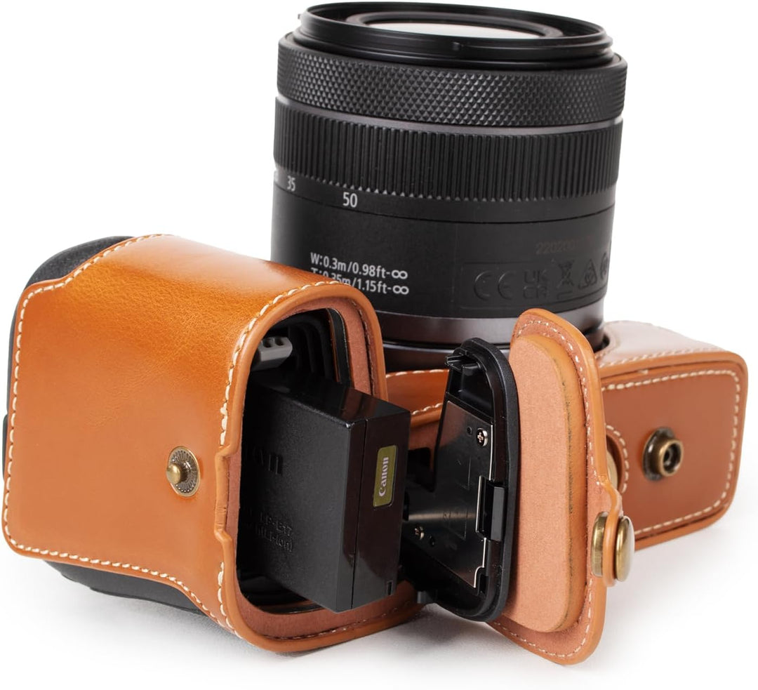 Rieibi EOS R8 Hülle, Vintage PU Leder Kameratasche für Canon EOSR8 Digitalkamera Schutzhülle Grip Ca