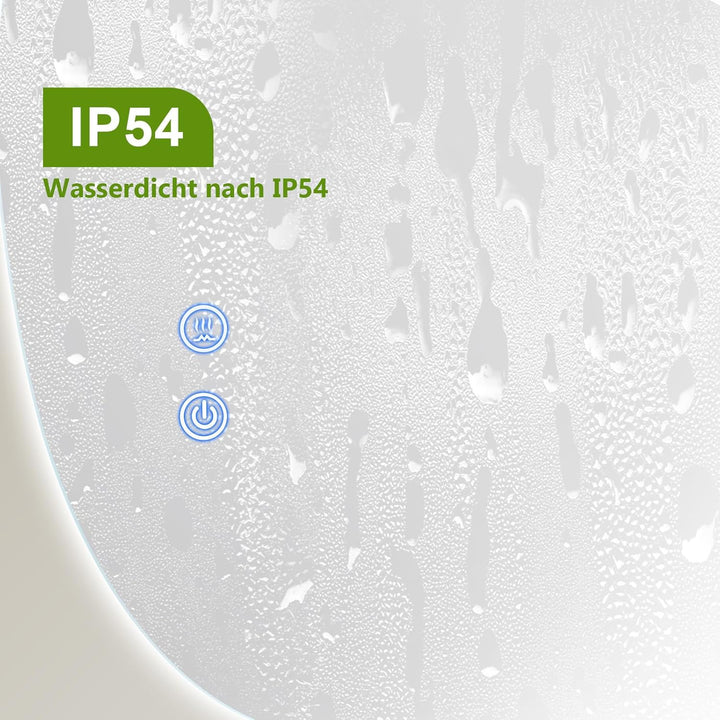 AllRight Spiegel Mit Beleuchtung Asymmetrischer LED Badspiegel mit Touch-Schalter Lichtfarben Dimmba