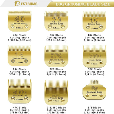 BESTBOMG 7FC+5FC+4FC+3-3/4FC Ersatzmesser für Hundepflege, kompatibel mit Heiniger/Moser Max45/Andis