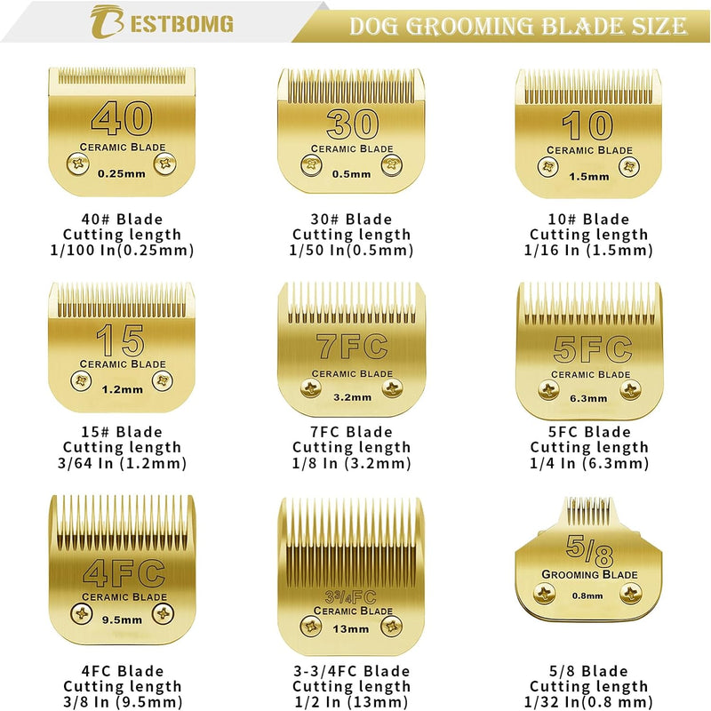 BESTBOMG 7FC+5FC+4FC+3-3/4FC Ersatzmesser für Hundepflege, kompatibel mit Heiniger/Moser Max45/Andis