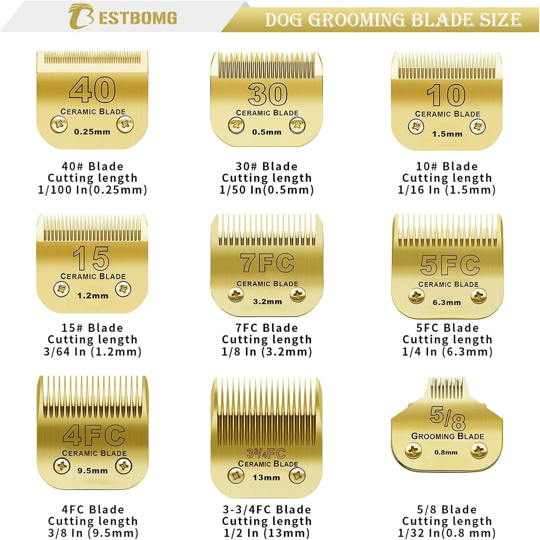 BESTBOMG 7FC+5FC+4FC Ersatzmesser für Hundepflege, kompatibel mit Heiniger/Moser Max45/Andis/Oster A