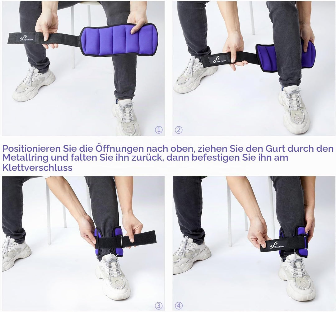 Sportneer Verstellbare Gewichtsmanschetten für Füsse oder Handgelenke, 0,7–3 kg pro Knöchel, 1,4–6 k