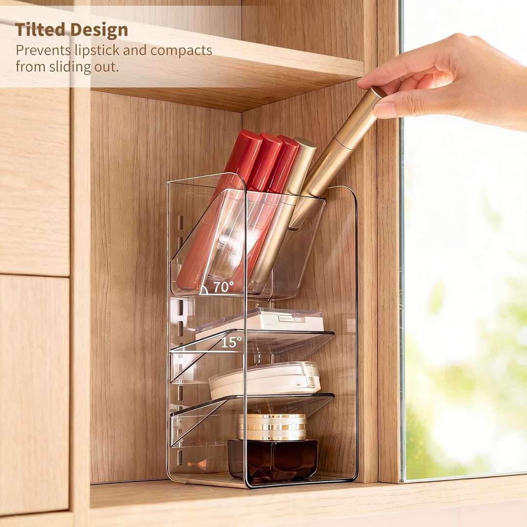 PAVSTINE 2-Set Schminktisch Organizer mit Verstellbaren Trennwändene | Spiegelschrank Organizer, tra