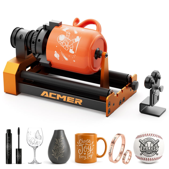 ACMER M4 Laser Rotary Roller Laser-Drehrolle, Lasergravierer Y-Achsen-Drehrolle 360° mit 3-150 mm Gr