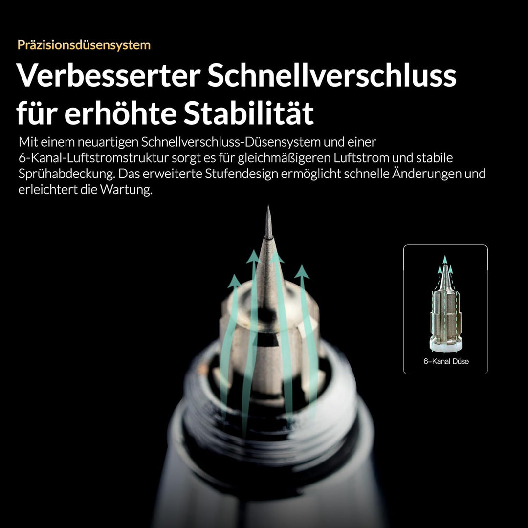 Gaahleri Airbrush Seeker Series, Dual-Action-Schwerkraftzufuhr mit 6-K-Schnellwechseldüse, 0,3 & 0,5