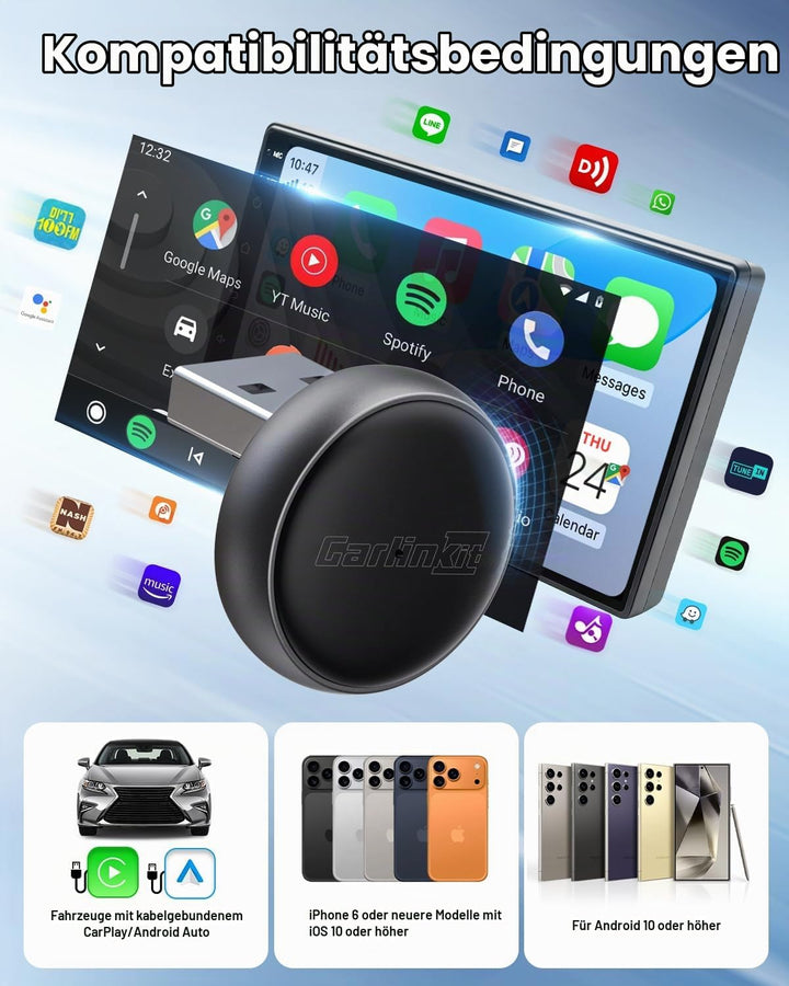 CarlinKit MINI Ultra3 – der neueste kabellose CarPlay- und Android Auto-Adapter, der kabelgebundene