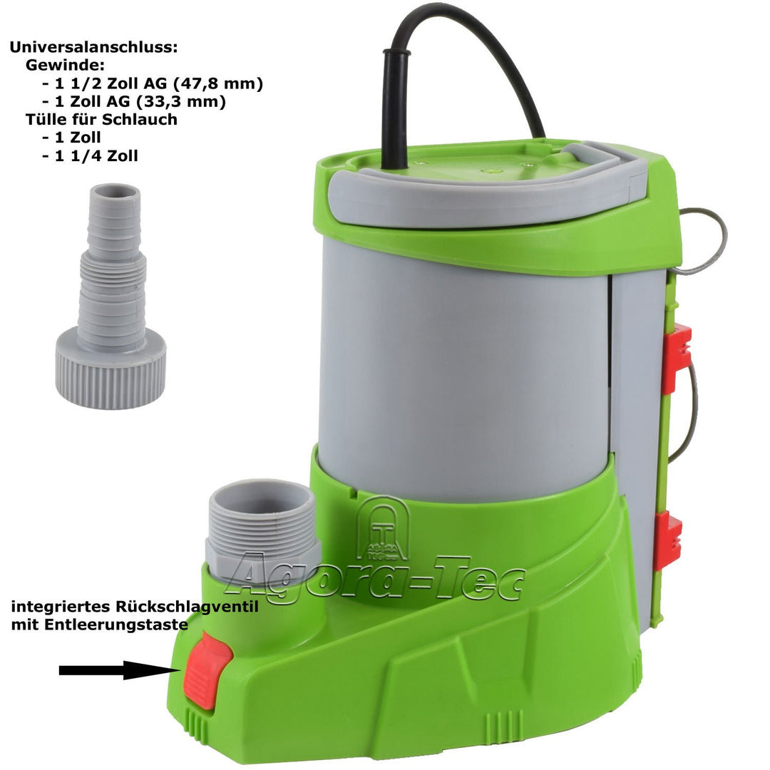 Agora-Tec AT-Tauchpumpe clear water 250W-vario-control (flachsaugend auf 1 mm) stufenlos einstellbar