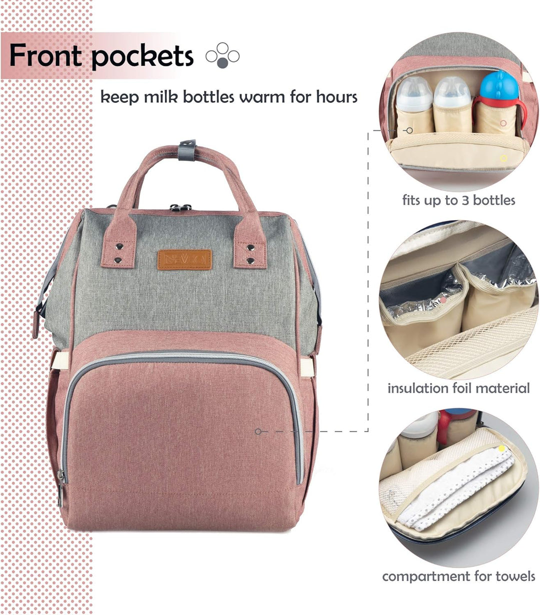 Baby Wickelrucksack, Babytasche für Reise, Wickeltasche Grosse Kapazität, Multifach Reise Rucksack W