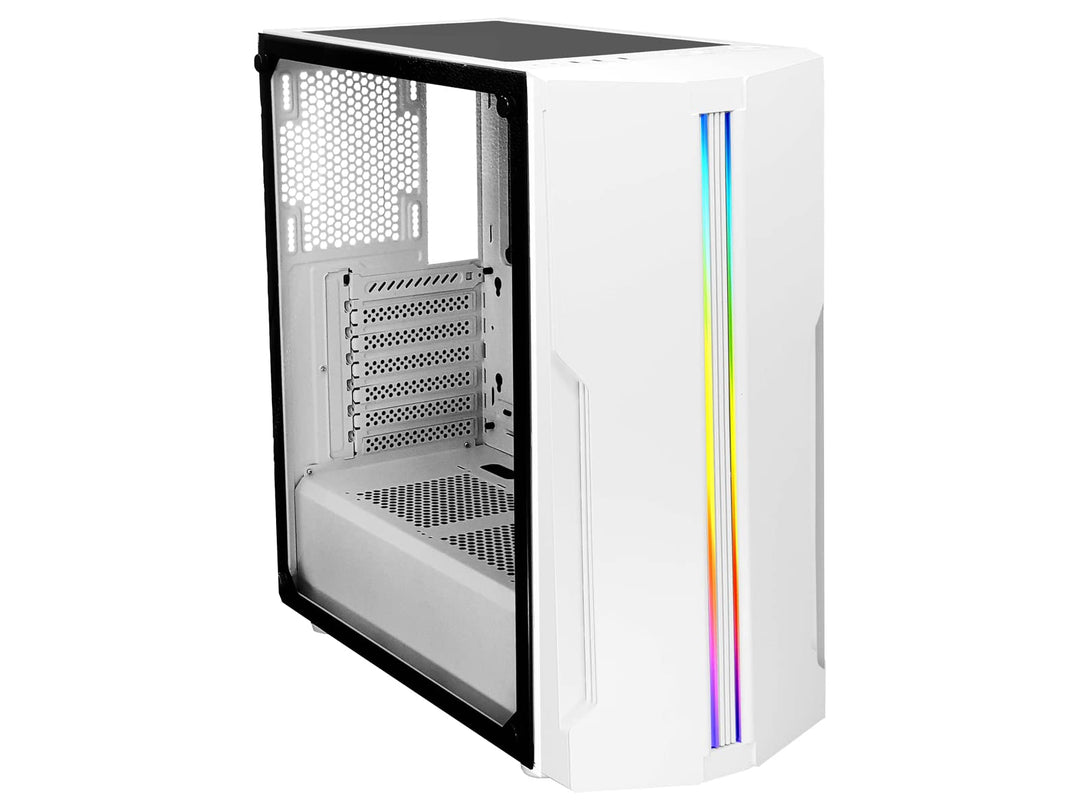Xilence Xilent Blade X512.W.RGB Gaming PC Gehäuse, RGB ATX Midi Tower, weiss/schwarz