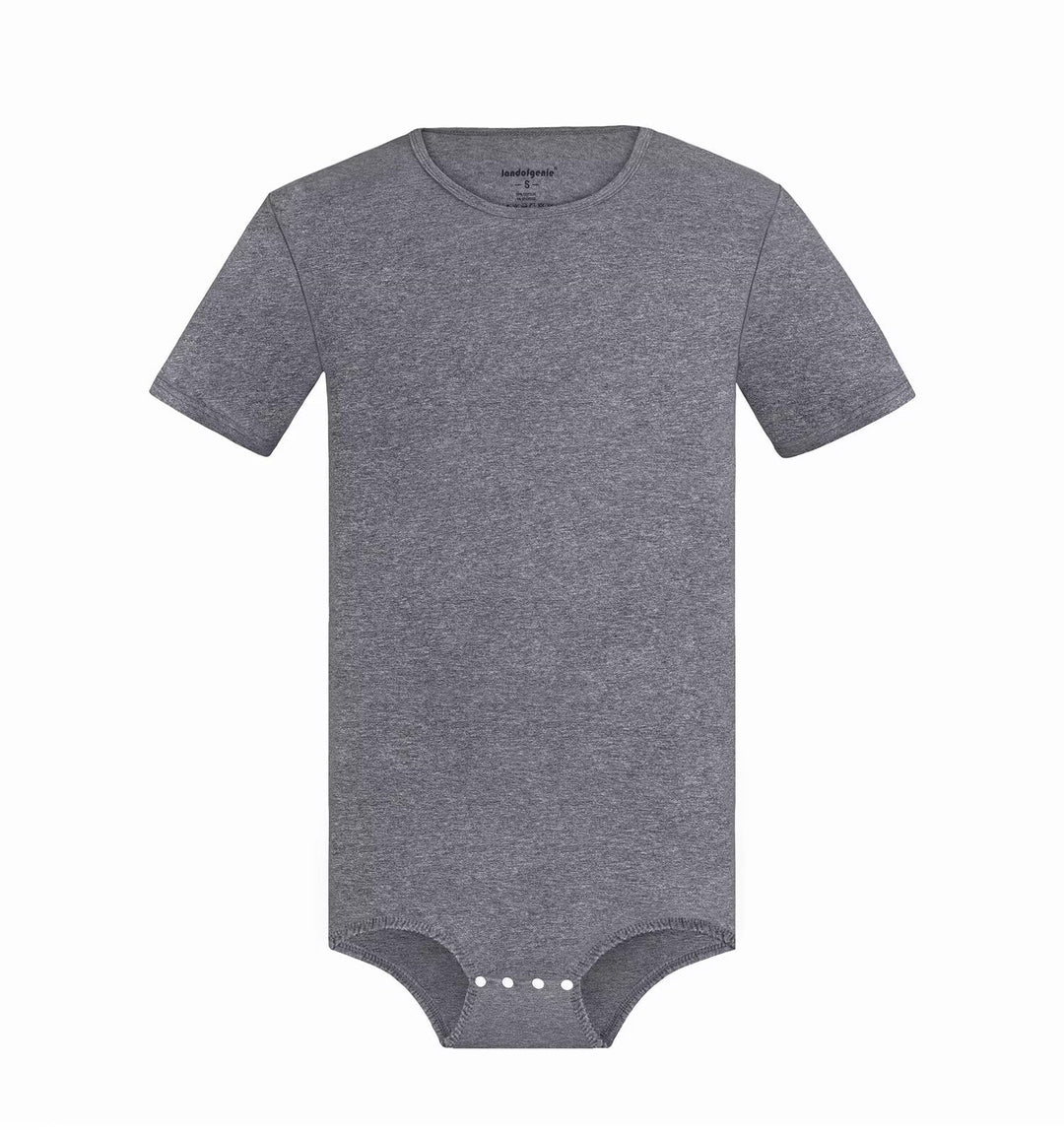 Landofgenie Männer Kurzarm Strampler Pyjama Bodysuit One Piece Strampler Grau XL, Grau XL