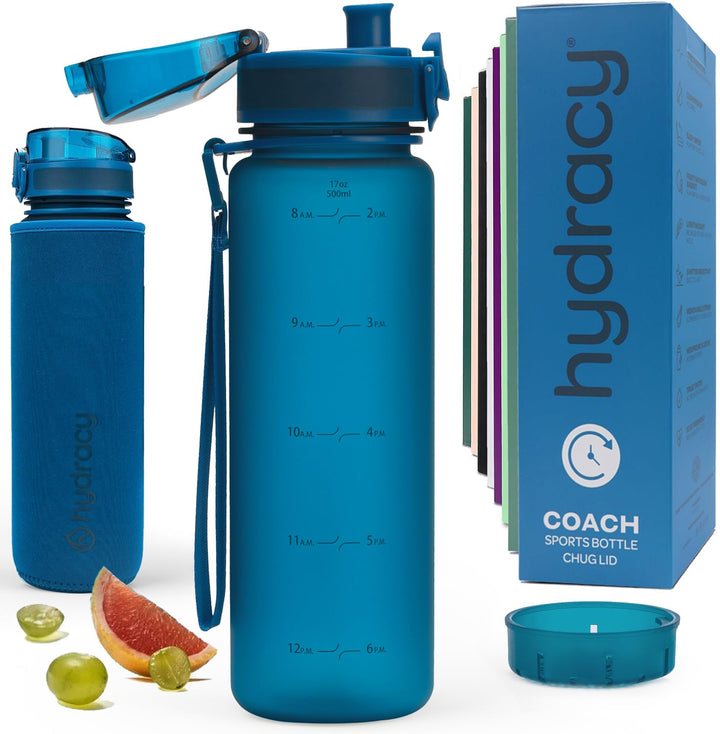 Hydracy Trinkflasche mit Fruchteinsatz - 500ml Wasserflasche - BPA-freie Trinkflasche mit Zeitmarkie