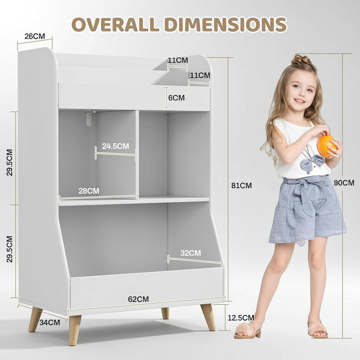 MAMIZO Kinderregal,Bücherregal Kinder,Spielzeugregal,Kinderzimmerregal,Spielzeug Aufbewahrung,Montes