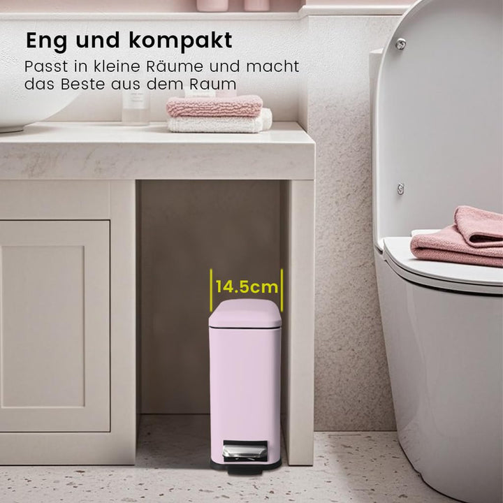 Mülleimer,5L Kosmetikeimer mit Softclose Deckel,5 Liter Abfalleimer Bad mit Pedal,Badezimmer Tretmül