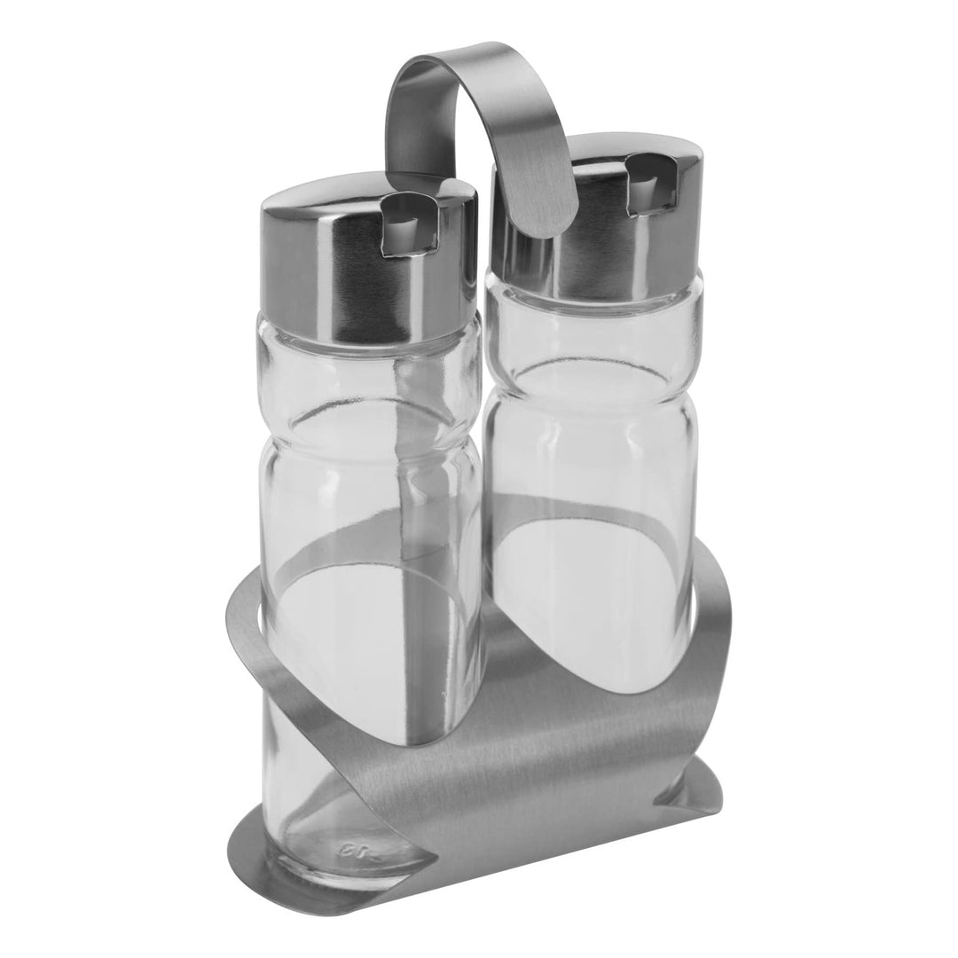 Westmark Menage Essig- und Öl, 3-tlg., Fassungsvermögen: je 160 ml, Rostfreier Edelstahl/Glas, Wien,