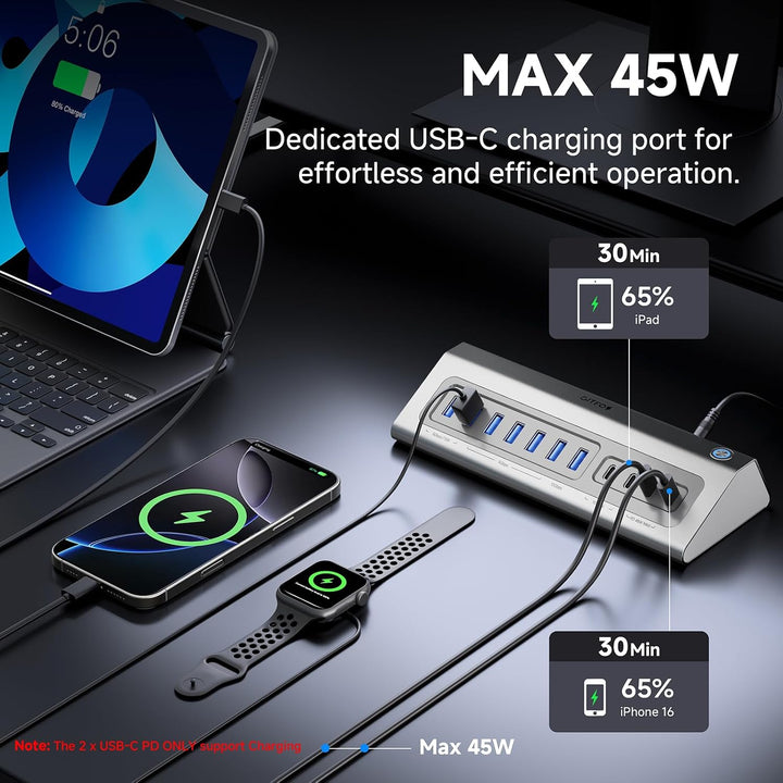 Gitfos C1 PRO USB C Hub HDMI 4K@60Hz mit Netzteil, 18-in-1 USB C Docking Station mit Smart Button, 1