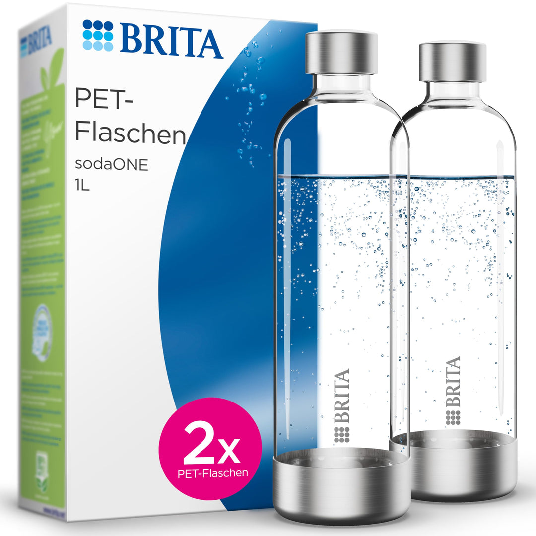 BRITA Flaschen 2er-Pack für Wassersprudler sodaONE | 2X 1 Liter Ersatzflaschen | Leichte, BPA-freie