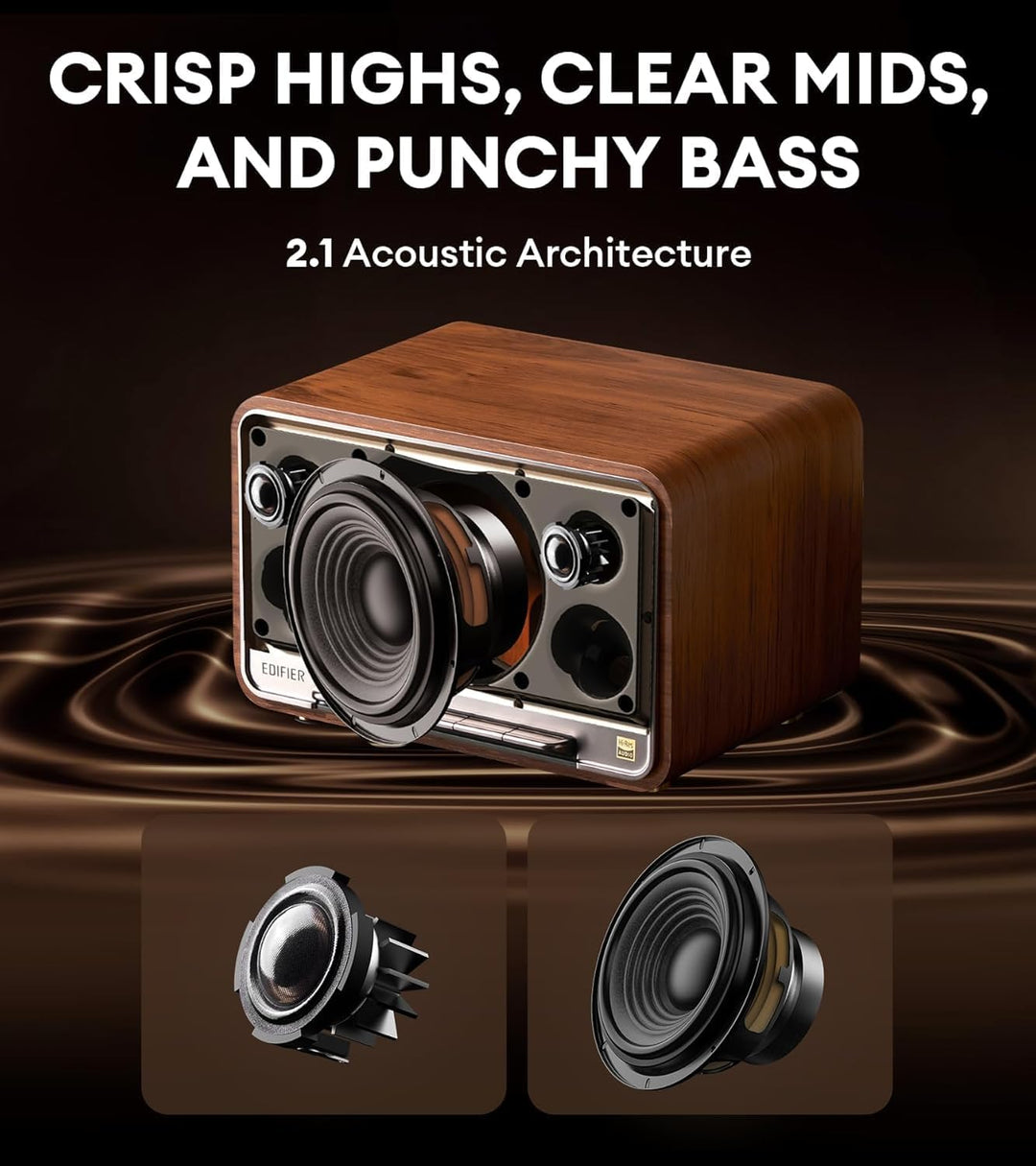 EDIFIER D32 Wireless Speaker, Hi-Res Audio, LDACAACALAC, Bluetooth V5.3, 60W(RMS), 2.1 Akustik Archi