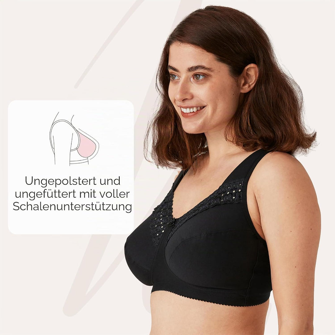 Miss Mary of Sweden - Broderie Anglaise, BH ohne Bügel für Damen, Baumwoll-BH, Bequeme Vollschalen-B