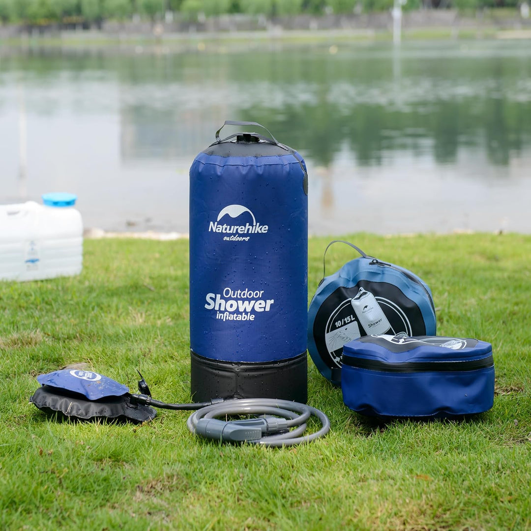 Naturehike Campingdusche mit Pumpe Mobile Aussendusche mit Fusspumpe für Camping, Garten, Reisen, Au