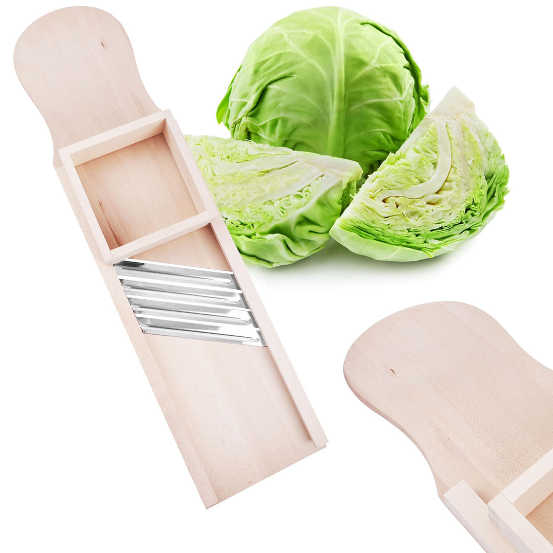 Krauthobel aus Buchenholz mit Edelstahlklingen – Traditioneller Gemüsehobel für Weisskohl, Rotkohl &