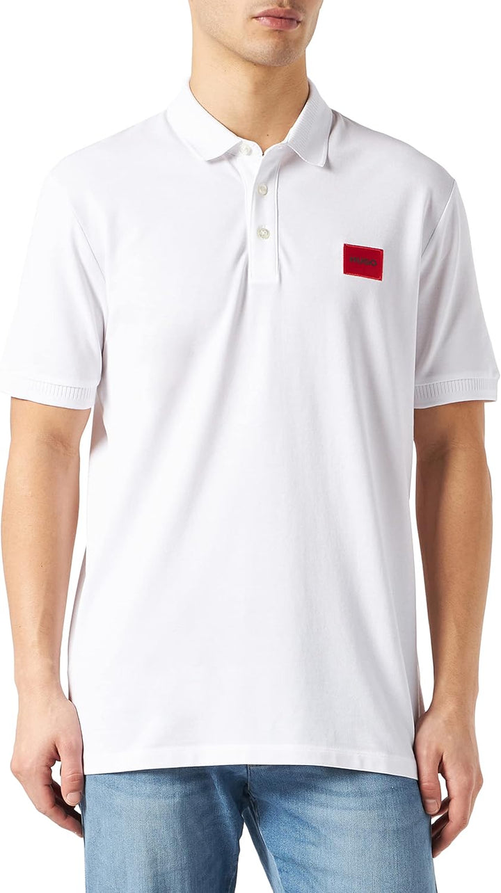 HUGO Herren Dereso222 Slim-Fit Poloshirt aus Baumwoll-Piqué mit Logo-Label M White100, M White100