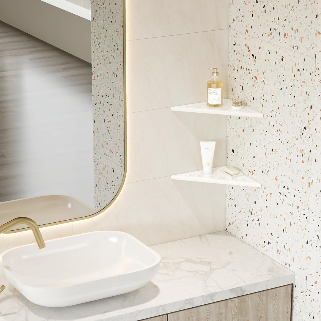 Neodrain Duschablage Eckregal Edelstahl 304 Duschregal Weisse Duschkorb für Badezimmer, Küche, 2 Stü