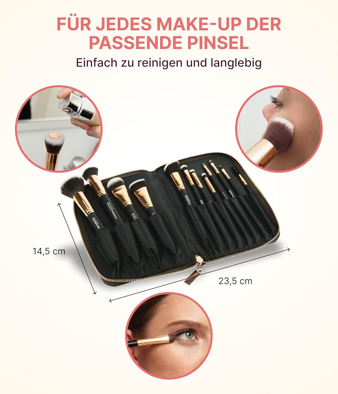 Fantasia Make Up Pinsel Set 12-teilig, Synthetik Haar, Professionelles Pinselset Makeup, hochwertige