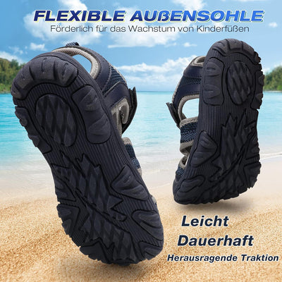 UOVO Jungen Sandalen Trekking Wandern Kinder Sandalen Outdoor Geschlossene Zehe Sandalen Sportliche