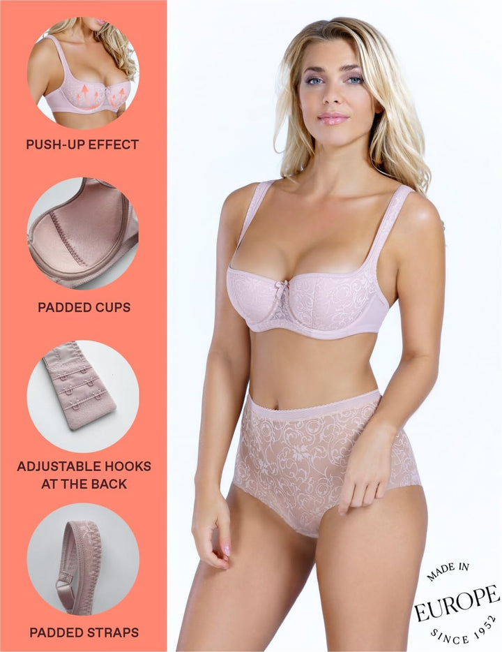 Rosme Lingerie Balconette-BH für Damen, Kollektion Grand 80A Beige 2, 80A Beige 2