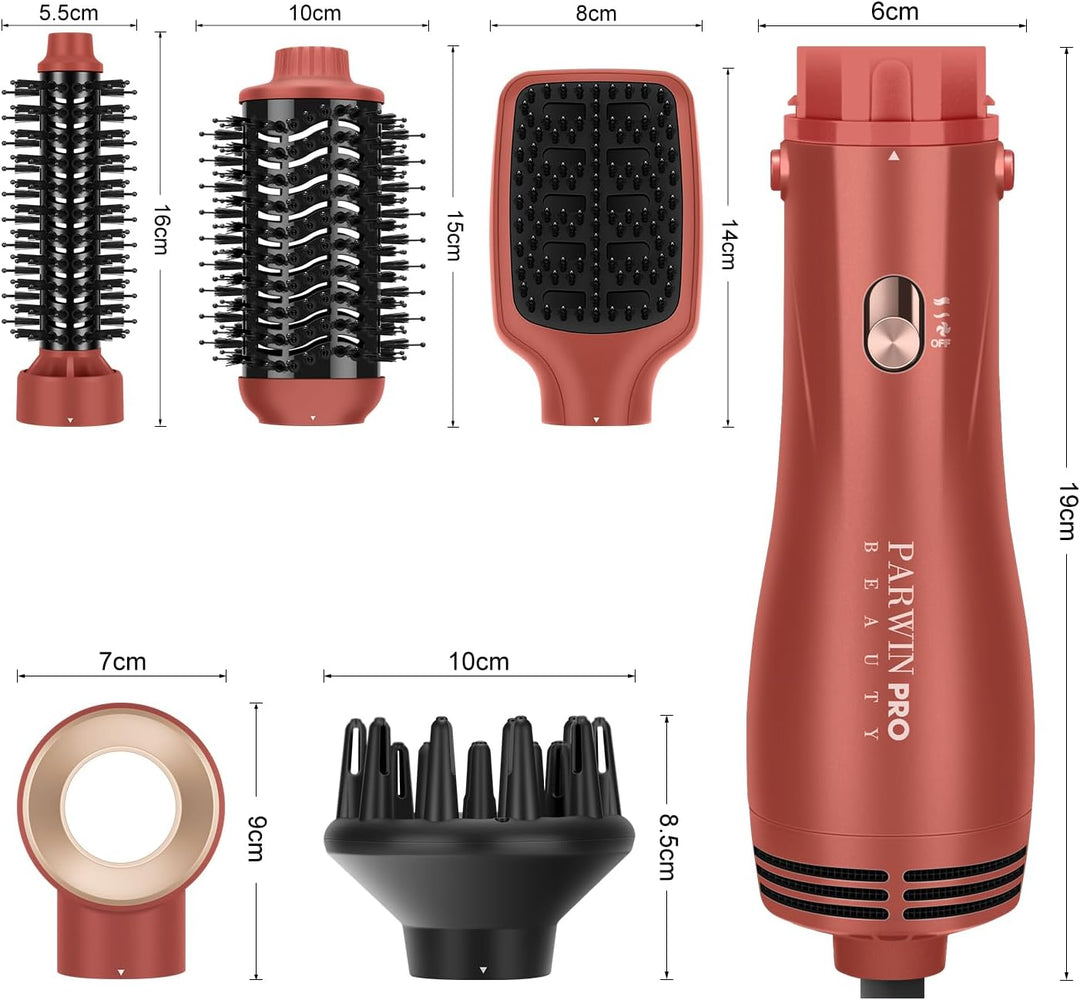 5 IN 1 Haartrockner Warmluftbürste Set, PARWIN PRO BEAUTY Multi-Styler Set Föhnbürste mit 5 Aufsätze