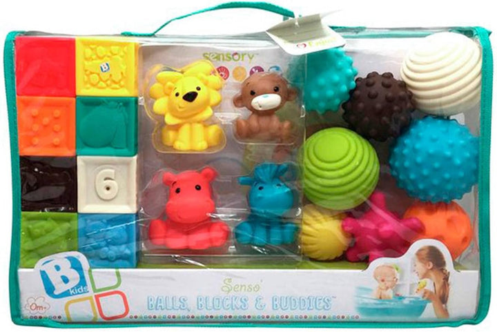 Infantino Sensory Balls Blocks & Buddies - 20-tlg. Set zum sensorischen Entdecken, der Entwicklung d