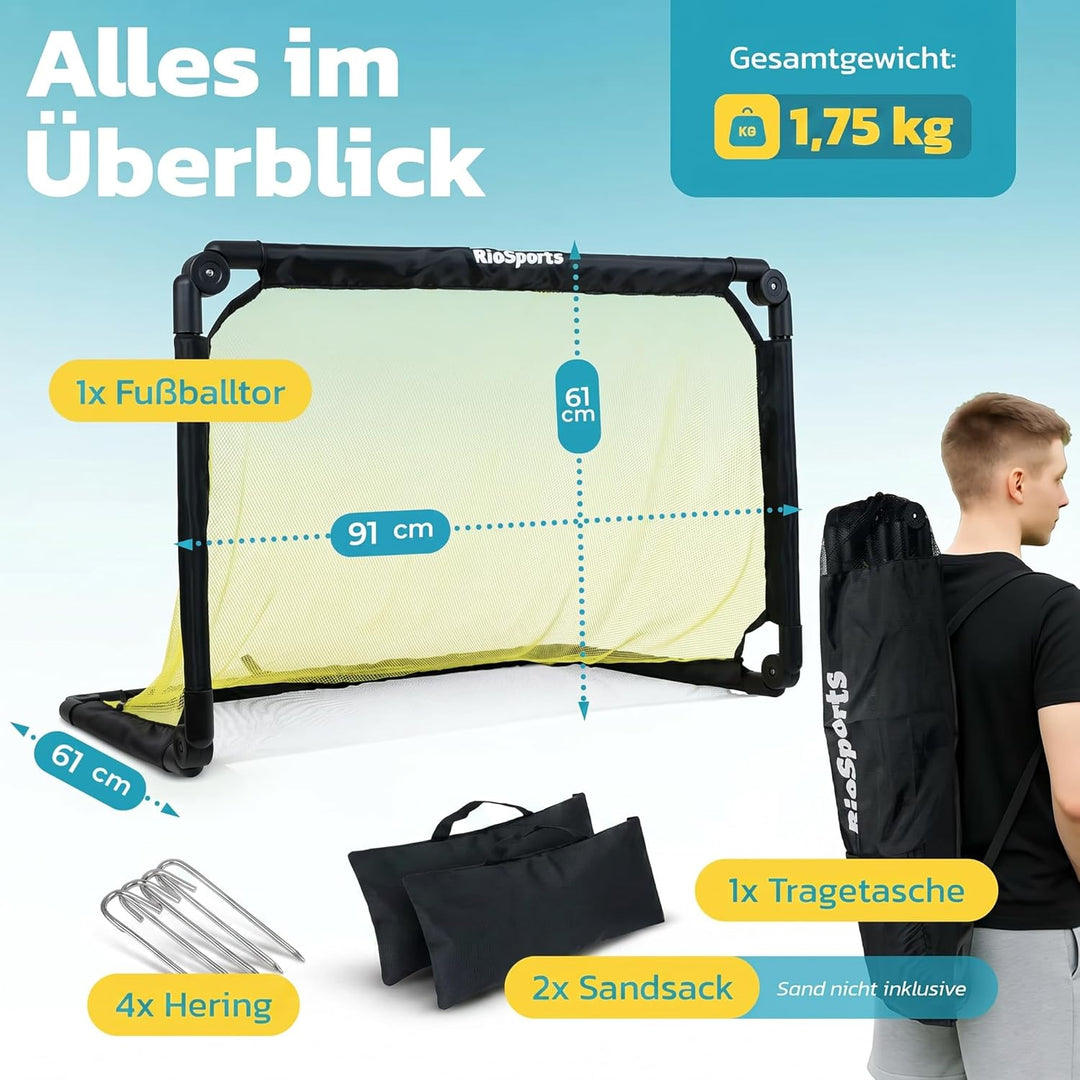 Fussballtore für Garten Kinder – Set mit Weight System – Fussballtor Kinder inkl. Heringe und Traget