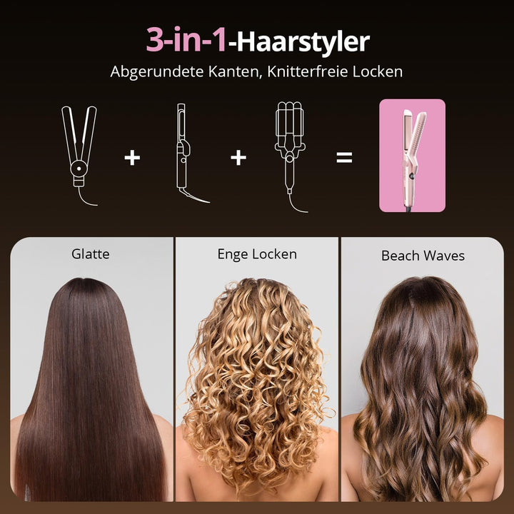 CrazyMar Glätteisen,2 In 1 Glätteisen Locken und Glätten,Ionen Air Glätteisen,9 Temperaturstufen(110