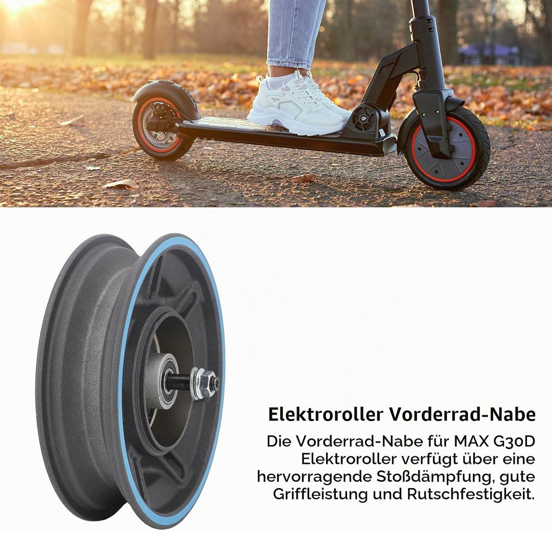 Elektroroller Vorderradnabe für MAX G30D, E-Scooter Vorderrad Nabe Aluminiumlegierung E-Roller Radna