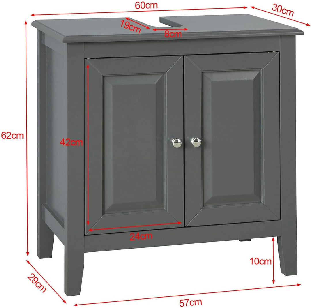 SoBuy FRG202-DG Waschbeckenunterschrank Badmöbel Badschrank Waschtisch Unterschrank Dunkelgrau BHT c
