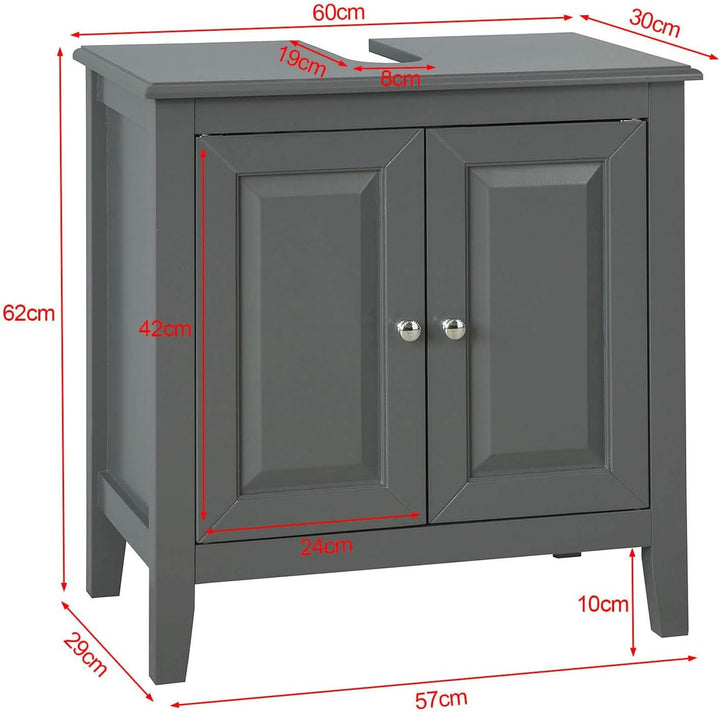 SoBuy FRG202-DG Waschbeckenunterschrank Badmöbel Badschrank Waschtisch Unterschrank Dunkelgrau BHT c