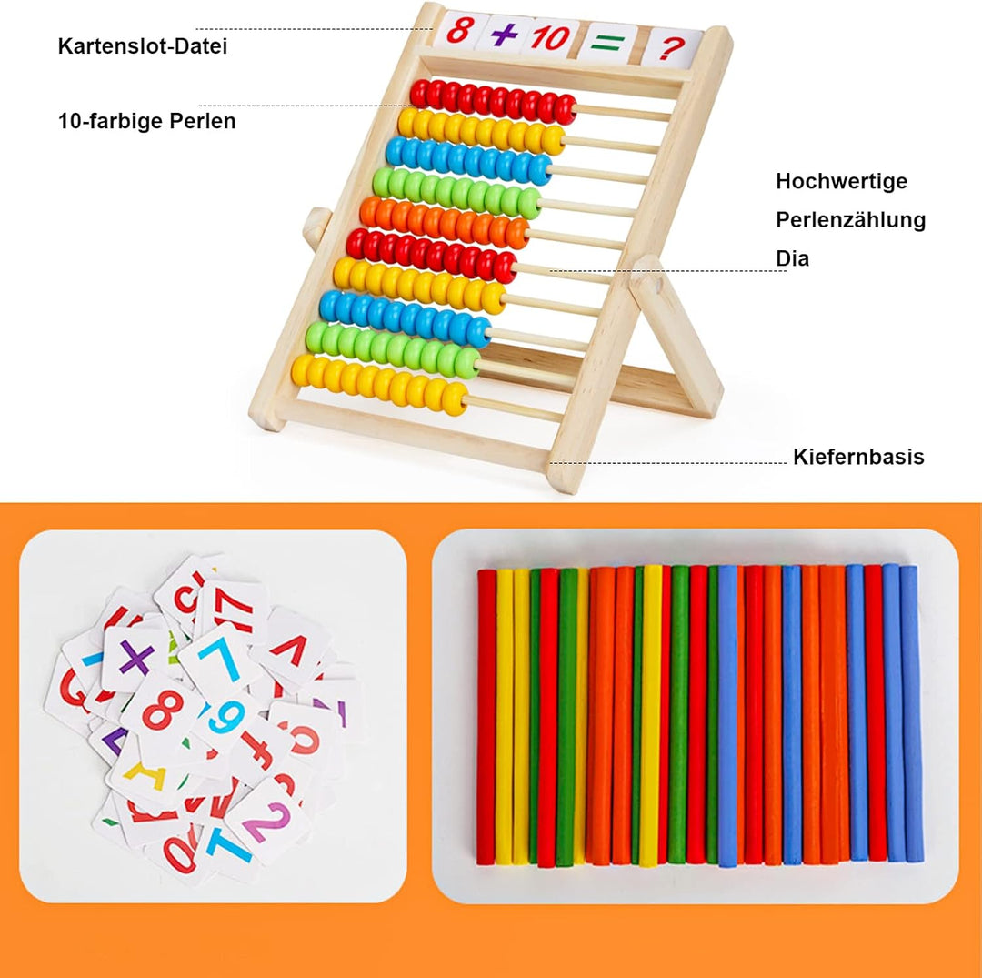 Grundschule Rechenschieber 28 X 21CM Abakus für Kinder mit Zählstäben/Zahlenalphabetkarten Rechenrah