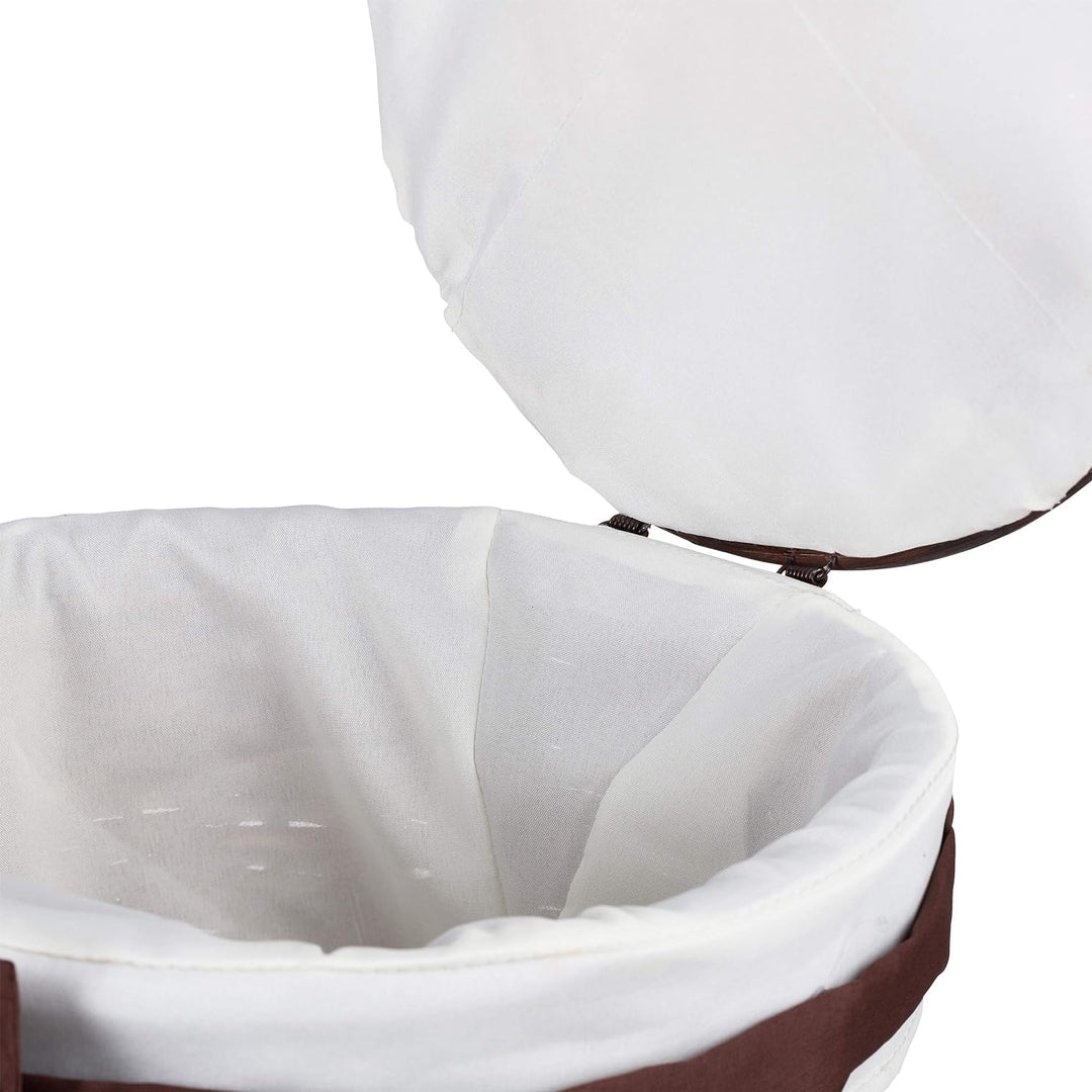 Relaxdays, Schokobraun Badkörbchen 2er Set, Aufbewahrung, Korbset mit Deckel, Dekokörbe aus Buri Hol